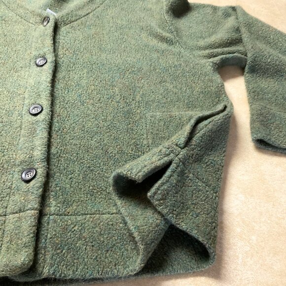 VINTAGE JANTZEN GREEN CARDIGAN WOOL BLEND SWEATER - Picture 7 of 16